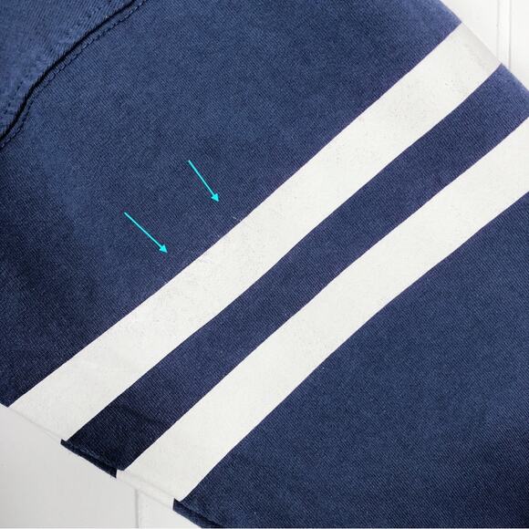 Disney Parks Spirit Jersey Puff Print Varsity Stripe Sleeve Size Medium Blue Whi - Picture 5 of 16